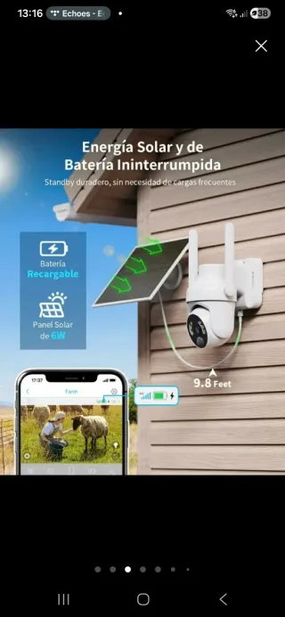 Cámara Solar Pan Tilt Recargable