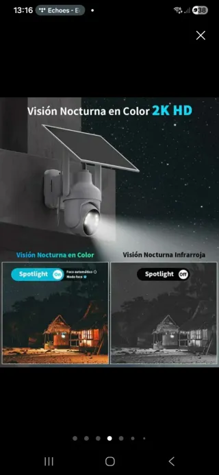 Cámara Solar Pan Tilt Recargable