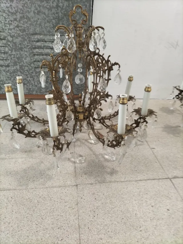 2x Lámparas Bronce Araña 8 Brazos