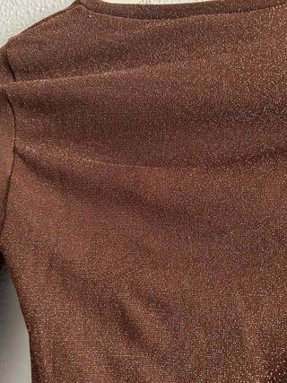 Top brillante marrón S