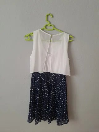Vestido azul y blanco con lunares