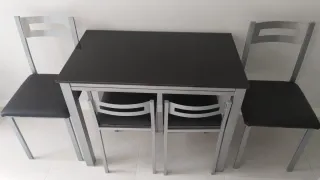 Mesa Cocina Cristal Negro Extensible 95x55