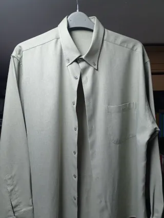 Camisa de hombre manga larga verde oliva