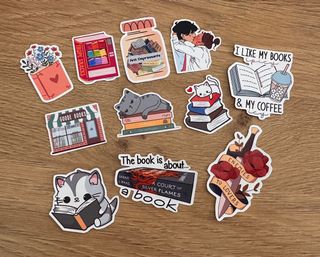 Pegatinas de libros y cultura pop