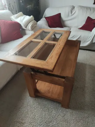 Mesa de centro rústica elevable