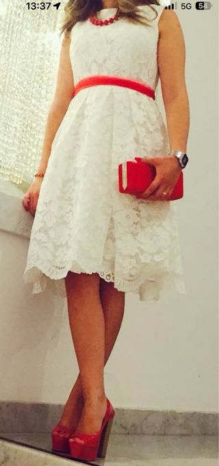 Vestito pizzo bianco elegante