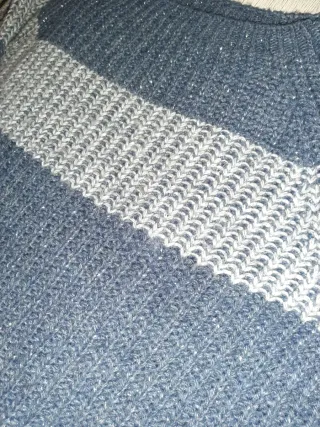 Maglione donna righe blu e grigio