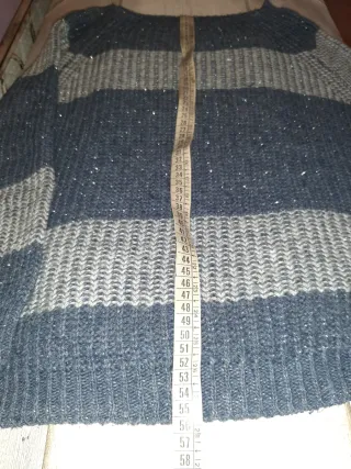 Maglione donna righe blu e grigio