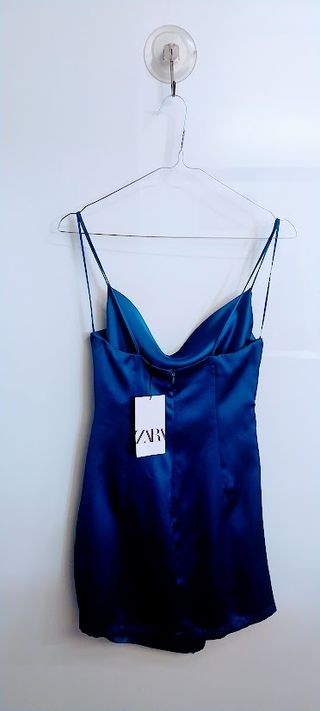Zara Abito mini effetto raso blu