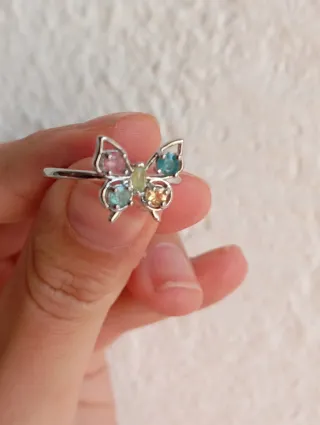 Anillo Mariposa Turmalina alpaca bañanada plata