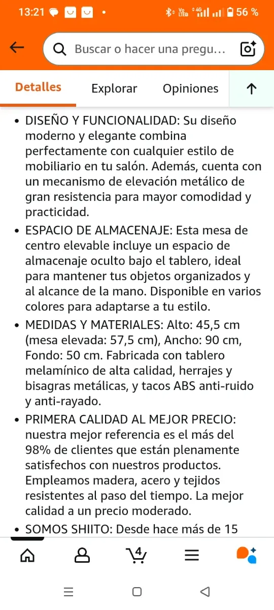 Tavolo da Salotto Elevabile Wengé Yaheetech