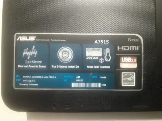 Portátil Asus A751S Negro