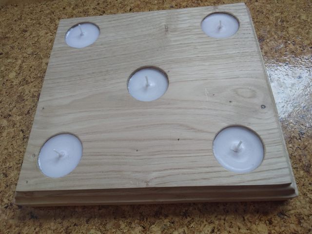 Portacandele in legno di castagno per 5 candele