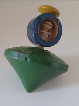 Peonza antigua vintage de madera