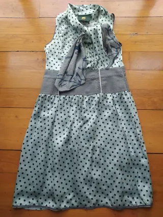 Vestido D-due lunares azul Tiffany y negro.