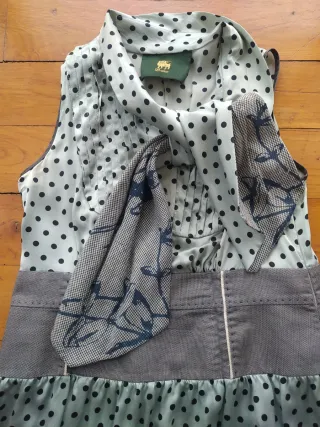 Vestido D-due lunares azul Tiffany y negro.