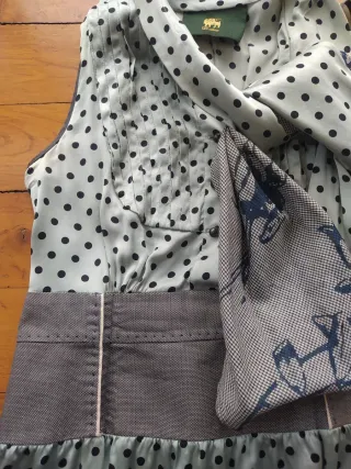 Vestido D-due lunares azul Tiffany y negro.