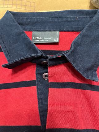 Polo Tiffosi Vintage Listrado Vermelho e Preto