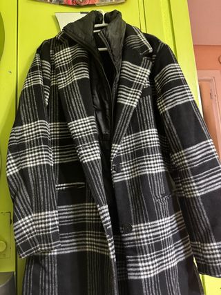 Abrigo Plumas y Paño Blanco y Negro