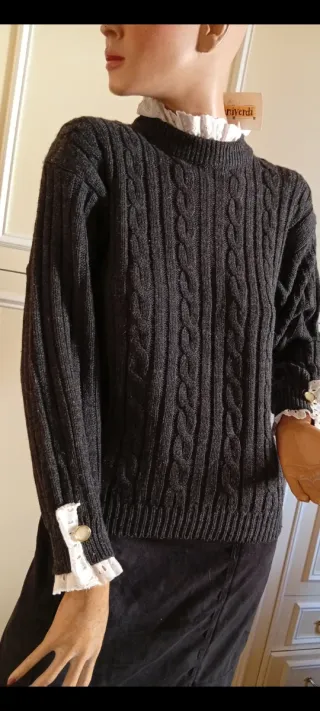 Maglia con pizzo sangallo tg S