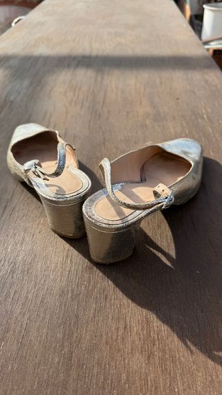 Zapatos plateados tacón mujer talla 39