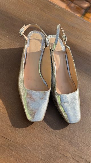 Zapatos plateados tacón mujer talla 39