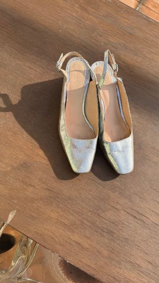 Zapatos plateados tacón mujer talla 39
