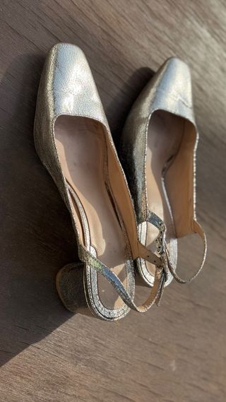 Zapatos plateados tacón mujer talla 39