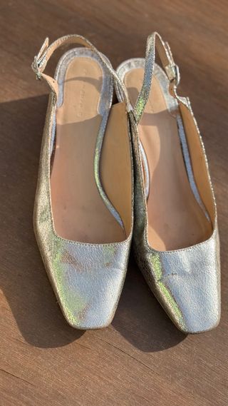 Zapatos plateados tacón mujer talla 39