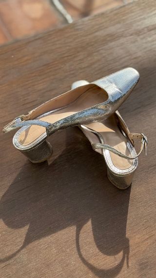 Zapatos plateados tacón mujer talla 39