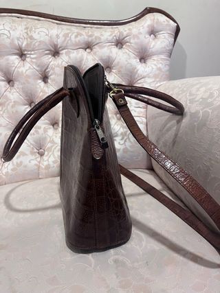 Bolso Piel Cocodrilo Marrón Auténtico vintage.