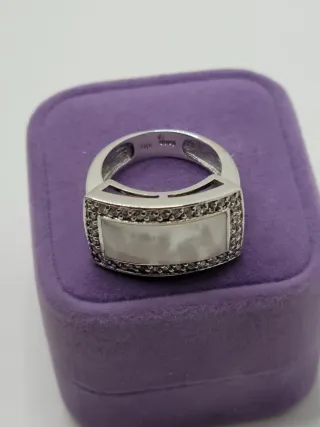 Anillo Plata Nácar y Circonitas