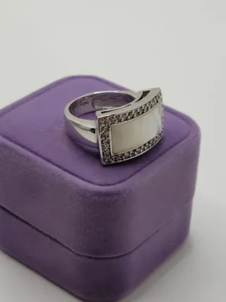 Anillo Plata Nácar y Circonitas