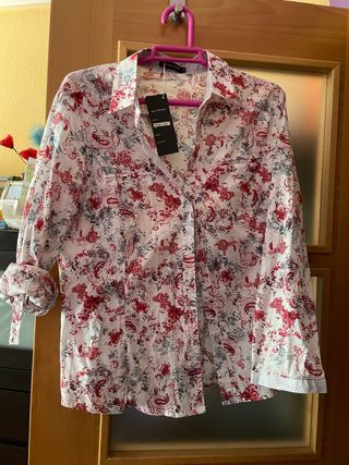 Camisa Algodón Estampada Manga Larga