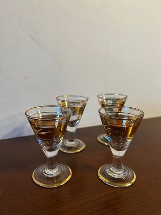 Set 4 Bicchieri Vetro Oro Vintage