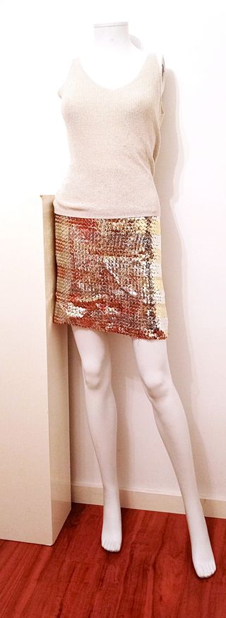 Conjunto lentejuelas dorado y rojo