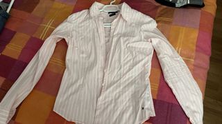 Camisa Tommy Hilfiger Rosa Rayas Blancas