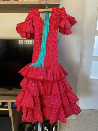Traje de flamenca niña rojo lunares