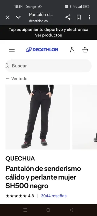 Pantalón Montaña y Trekking Mujer Negro