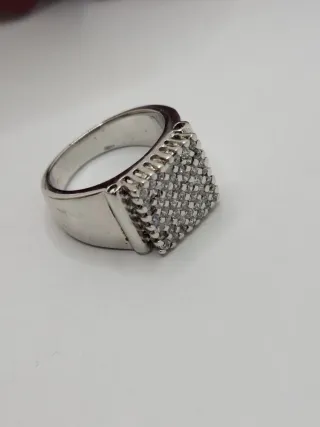 Anillo Sello de Plata de 1ª ley 925 y Circonitas