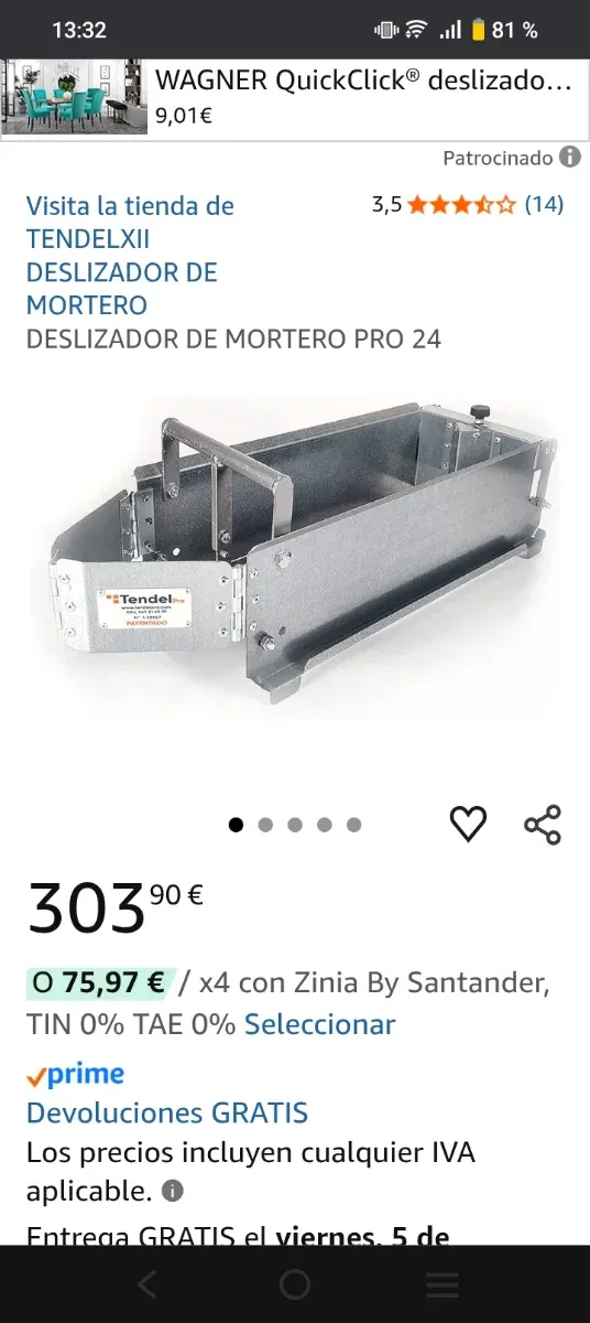 Scorrevole per malta tendel