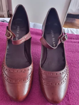 Zapatos Aura Blanc Piel Talla 40 Tacón 9cm