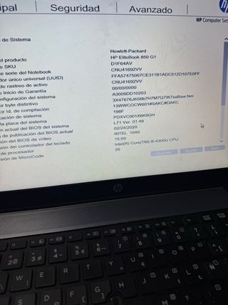 Portátil i5 HP Elitebook 850 G1 para piezas