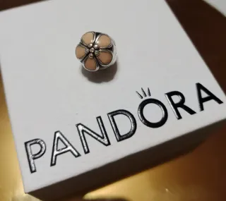 Clip Pandora Flor Rosa y Plateado