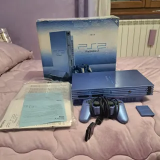 Playstation 2 Aqua Azzurra con Scatola e Manuali