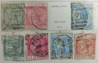 Selos antigos de Gibraltar de 1886 a 1907