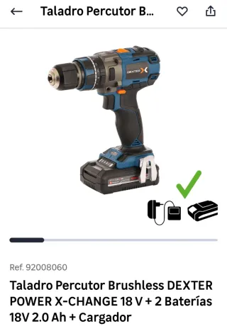 Taladro Atornillador Percutor Dexter Brushless