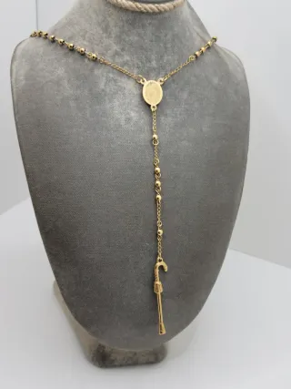 Collar Rosario Acero Quirúrgico Chapado Oro