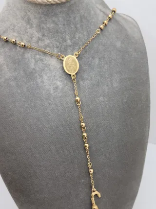 Collar Rosario Acero Quirúrgico Chapado Oro