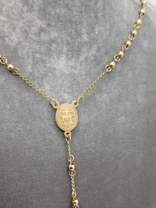 Collar Rosario Acero Quirúrgico Chapado Oro